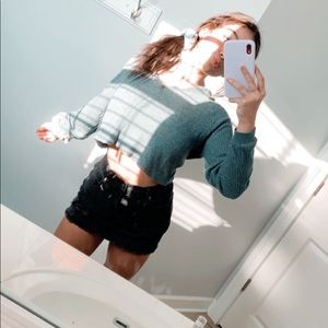 black denim mini skirt